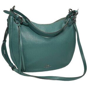 COACH 35593 JASPER Turquoise Teal Pebbled Leather Shoulder Handbag NWOT Hobo